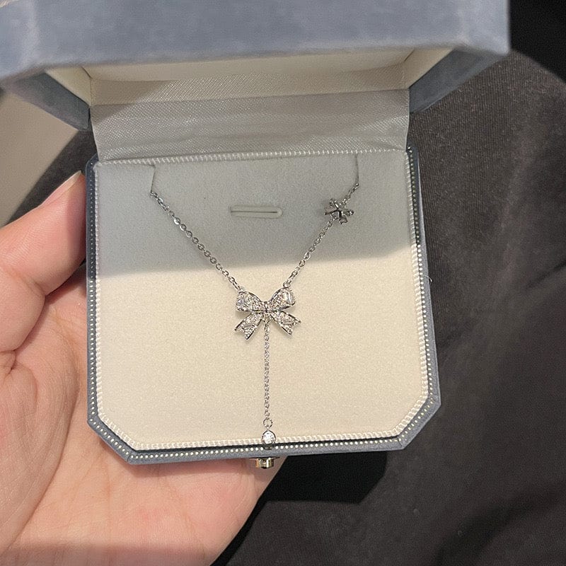 Collier nœud papillon argent S925 strass pampille raffinement éternel MAX FOR ME Argent MAX for ME