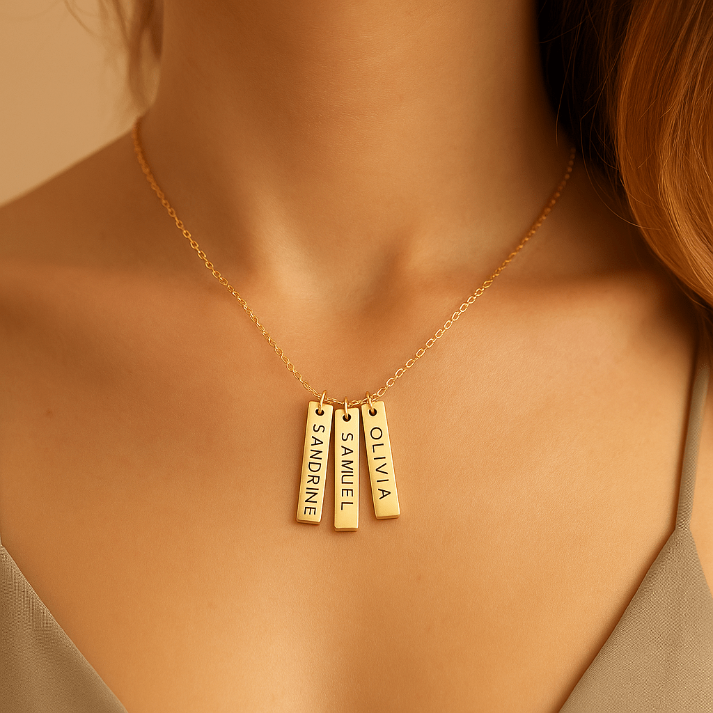 Collier Personnalisé 1, 2 ou 3 Médailles au choix– Gravure Prénoms ou dates MAX for ME