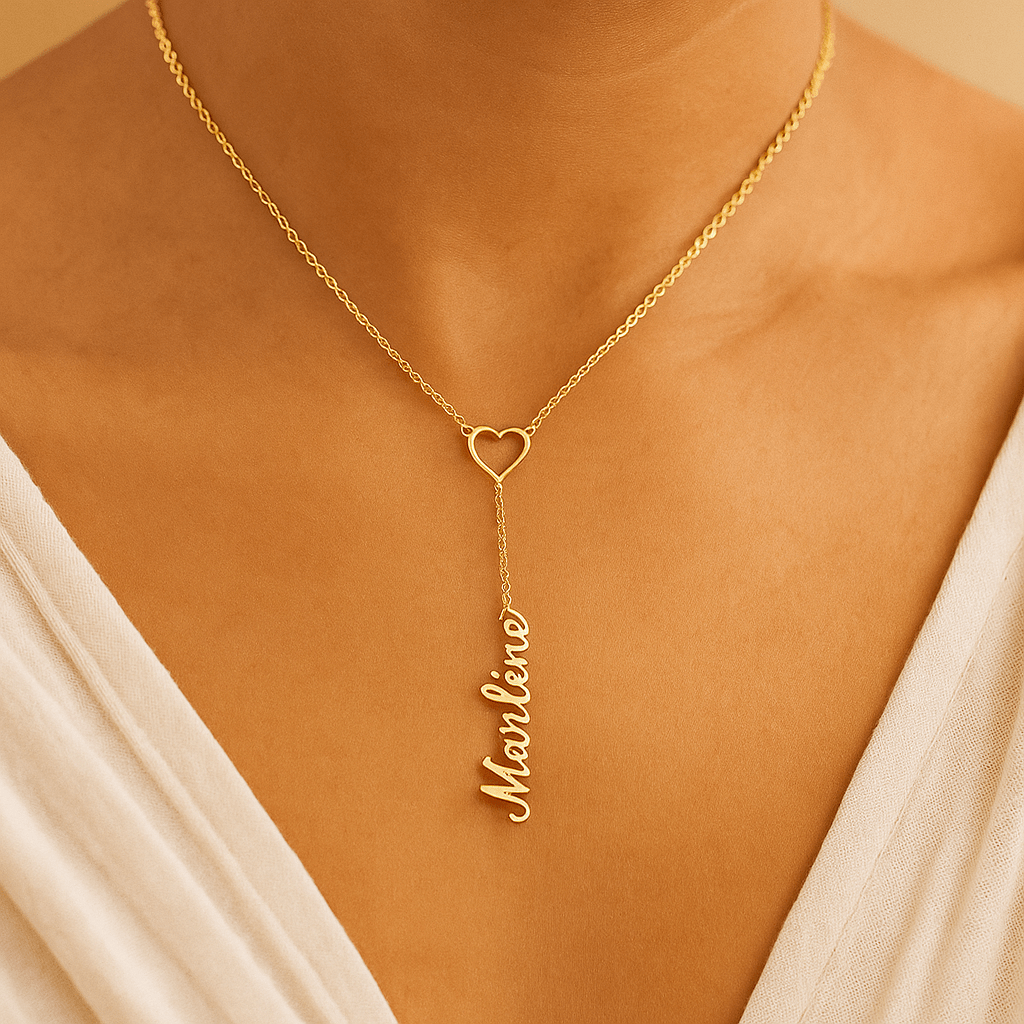 Collier personnalisé avec un petit cœur et un prénom au choix Or MAX for ME