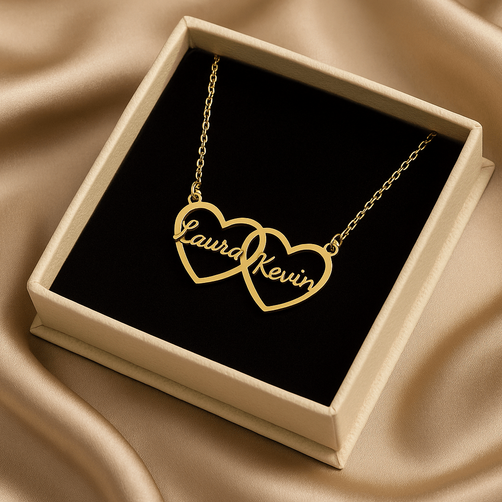 Collier personnalisé deux cœurs entrelacés – Prénoms gravés avec finesse Or MAX for ME