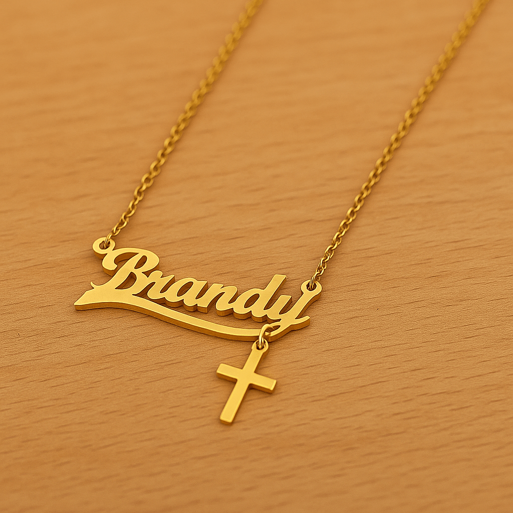 Collier prénom doré avec croix – Élégance personnalisée Doré MAX for ME