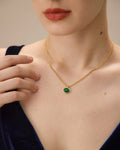 Collier Rétro Doré à Pendentif Vert MAX FOR ME