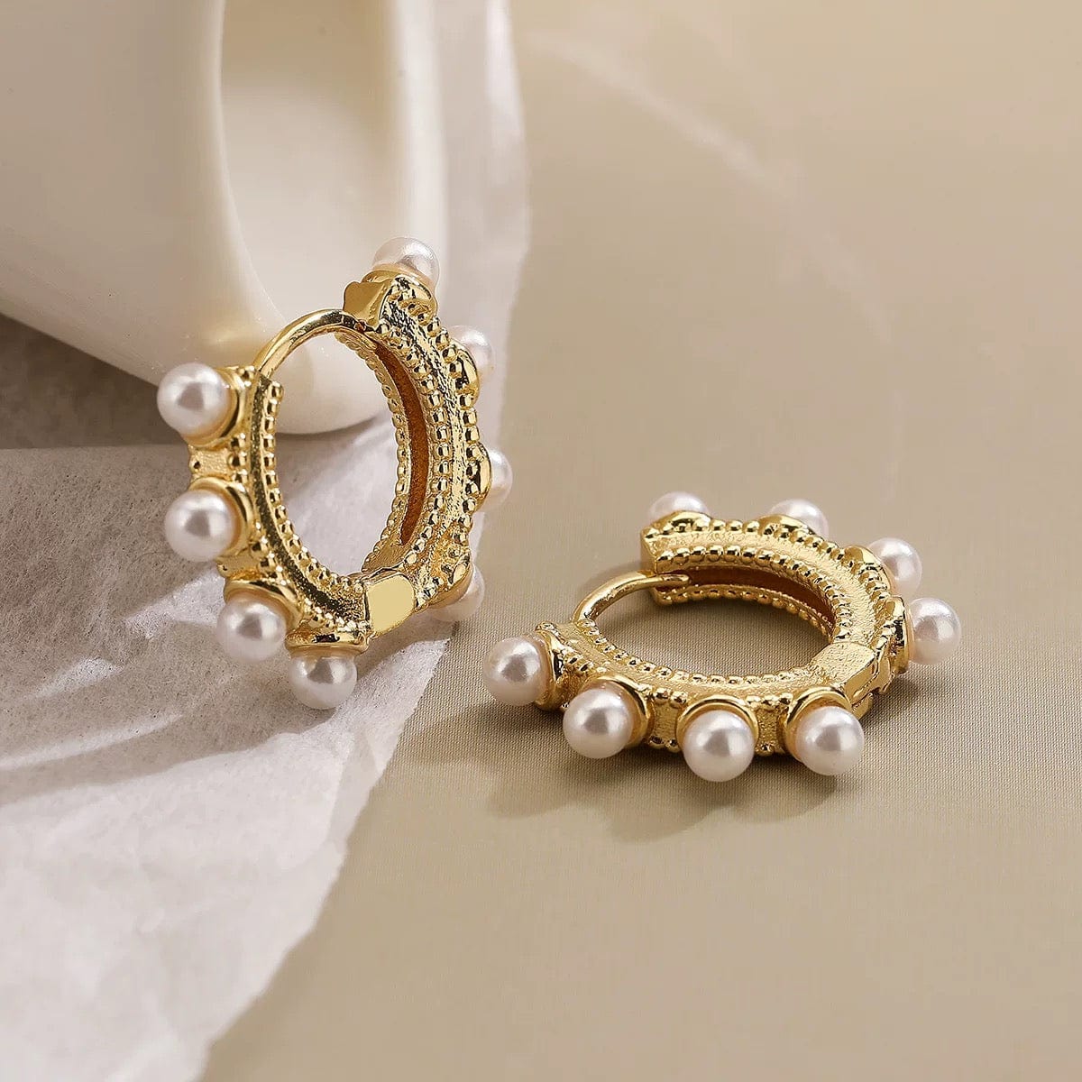 Créoles dorées perles et cristaux - une élégance sophistiquée - MAX FOR ME Or / Opéra MAX for ME