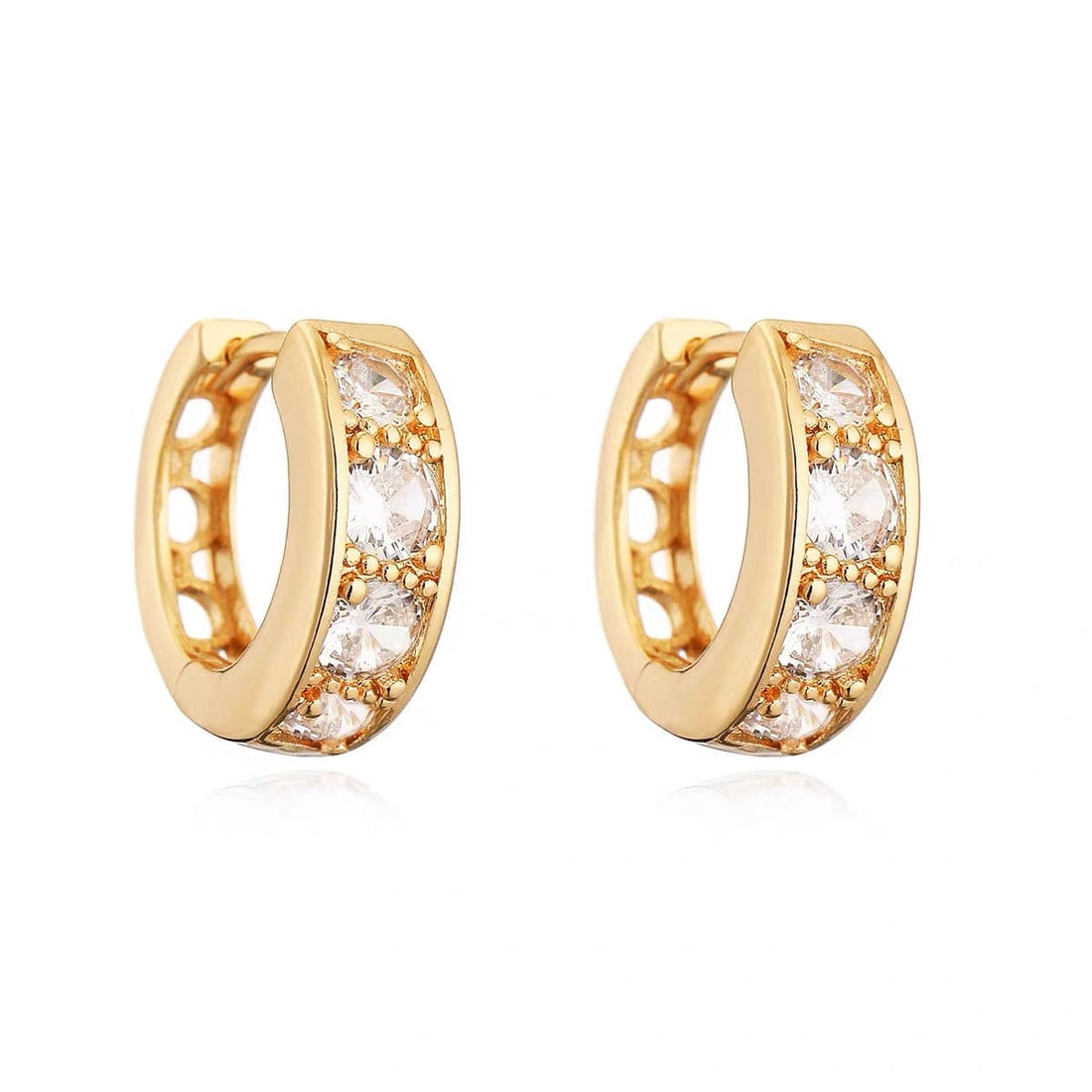Créoles dorées serties – Mini anneaux 18K avec cristaux éclatants MAX for ME