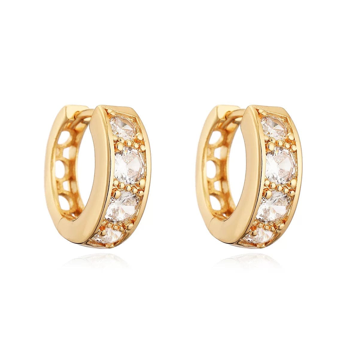 Créoles dorées serties – Mini anneaux 18K avec cristaux éclatants MAX for ME
