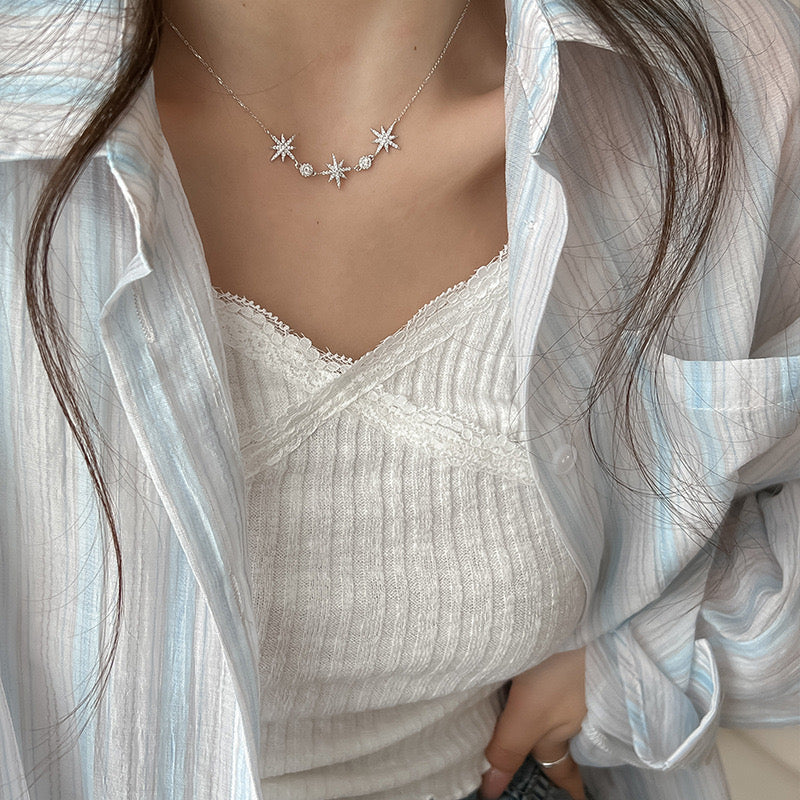 "Collier étoiles argent S925 trois pendentifs strass constellation MAX FOR ME