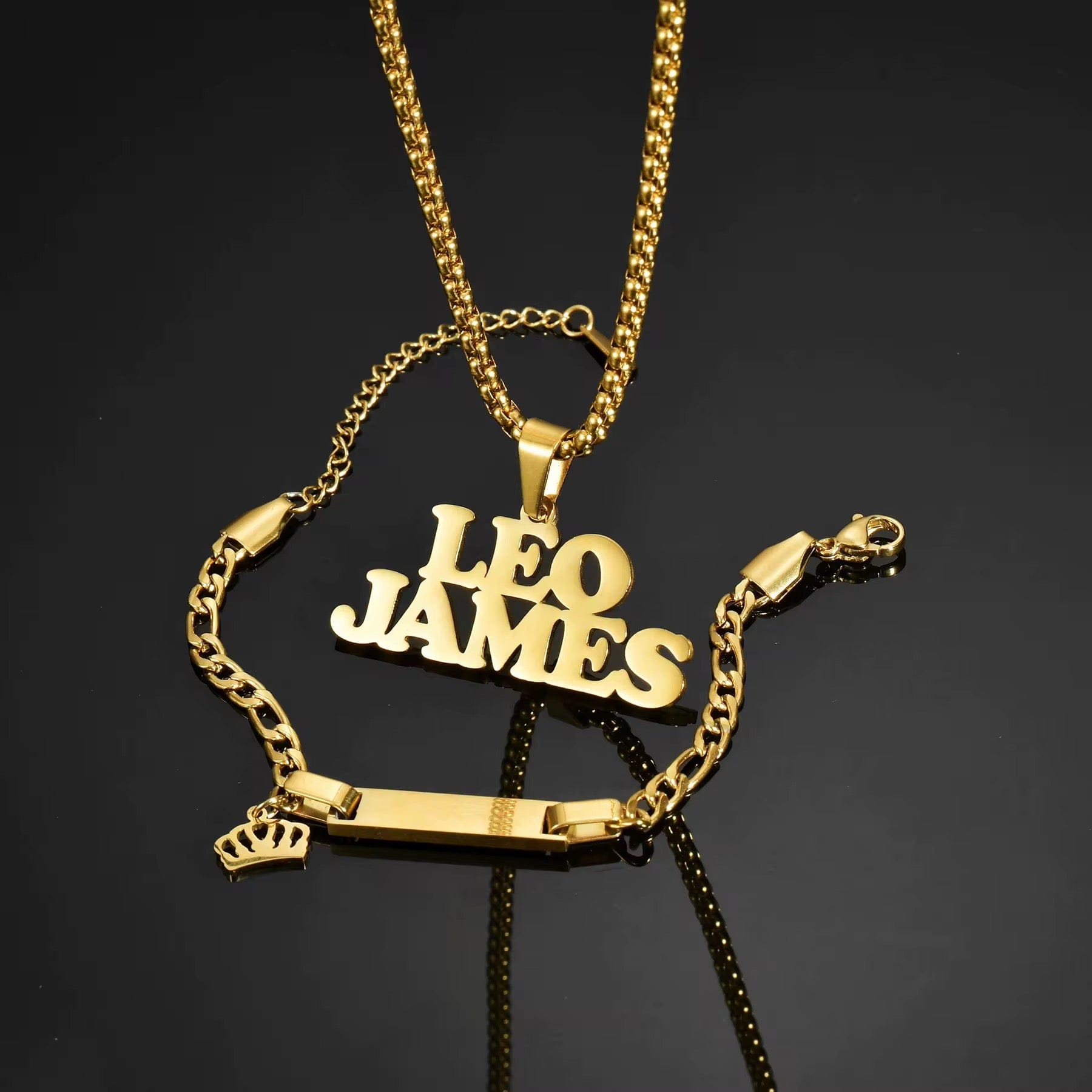 Duo Collier + bracelet personnalisé 2 prénoms coffret cadeau Or MAX for ME