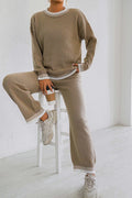 Ensemble 2 pièces automne-hiver– haut et pantalon large droit en maille Beige / S MAX for ME