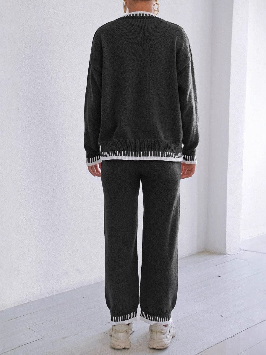 Ensemble 2 pièces automne-hiver– haut et pantalon large droit en maille MAX for ME