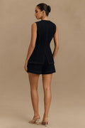 Ensemble 2 pièces en denim – Top à boutonnage simple & short taille haute MAX for ME