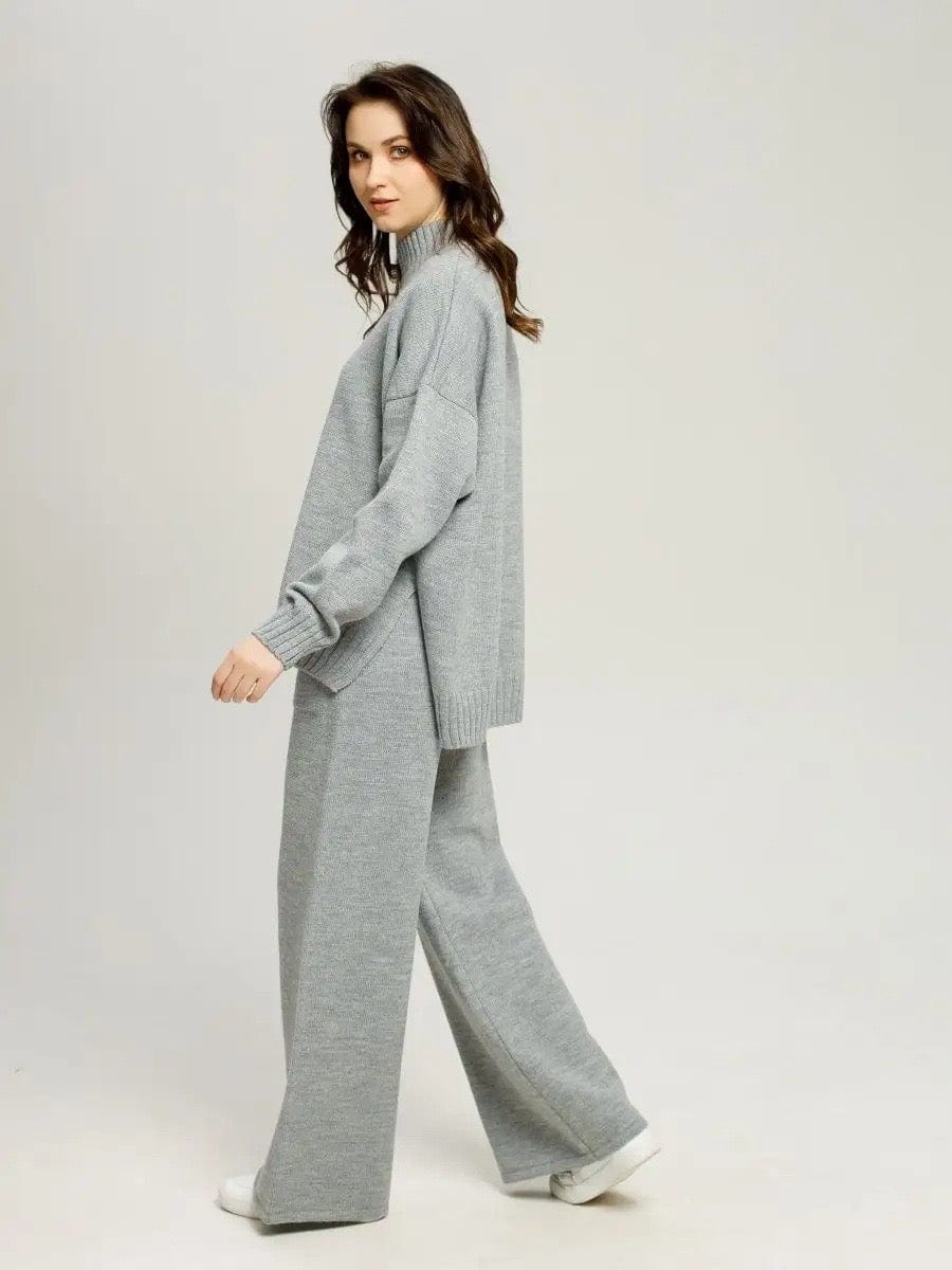 Ensemble 2 pièces en maille laine chaude – pull et pantalon– MAX FOR ME Gris / S MAX for ME