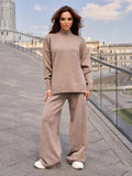 Ensemble 2 pièces en maille laine chaude – pull et pantalon– MAX FOR ME Taupe / S MAX for ME