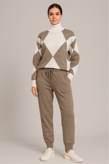 Ensemble 2 pièces- pull col roulé et pantalon style graphique moderne MAX for ME