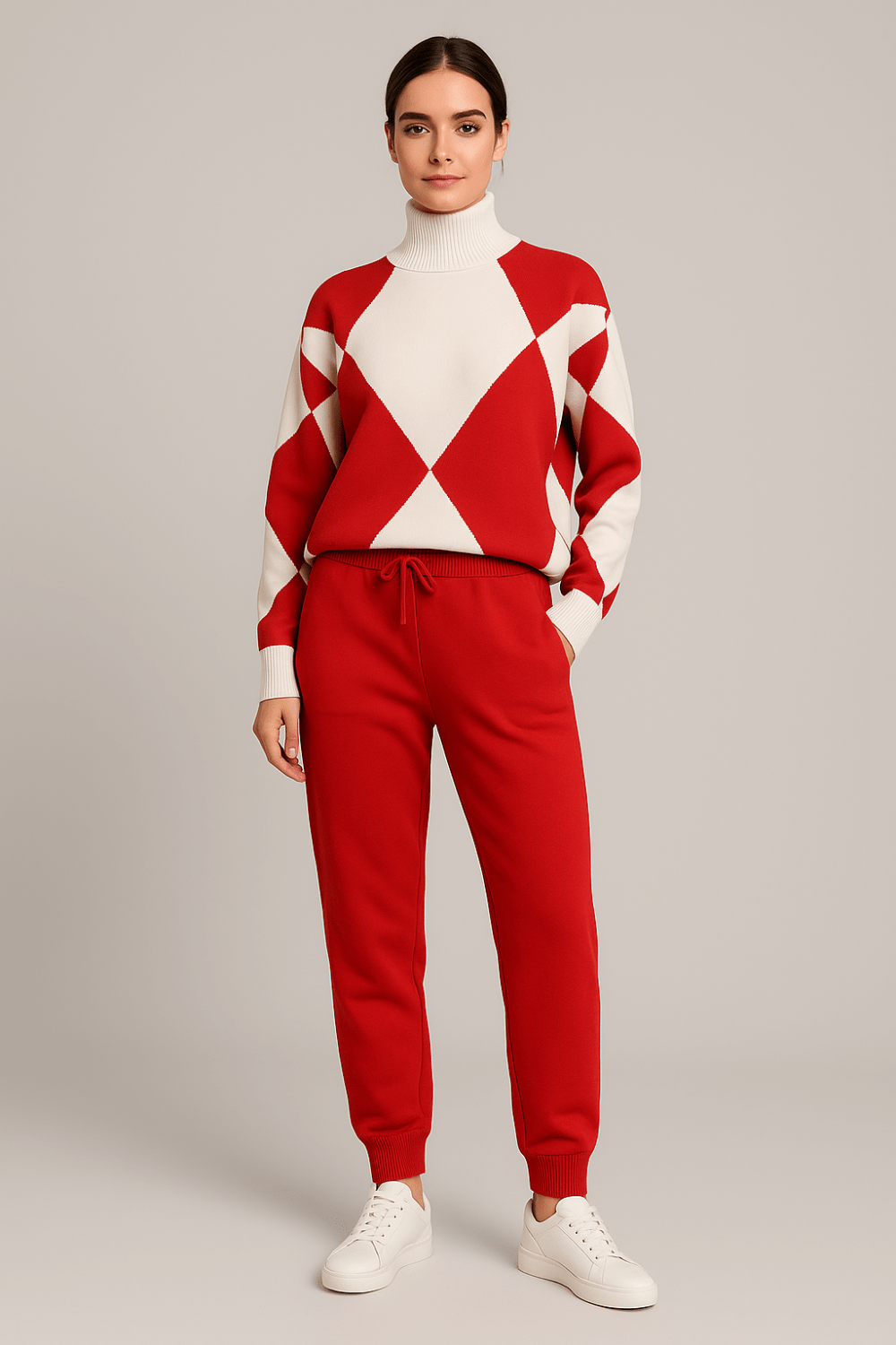 Ensemble 2 pièces- pull col roulé et pantalon style graphique moderne MAX for ME
