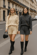 Ensemble 2 pièces pull torsadé col roulé et short court en maille - MAX FOR ME MAX for ME