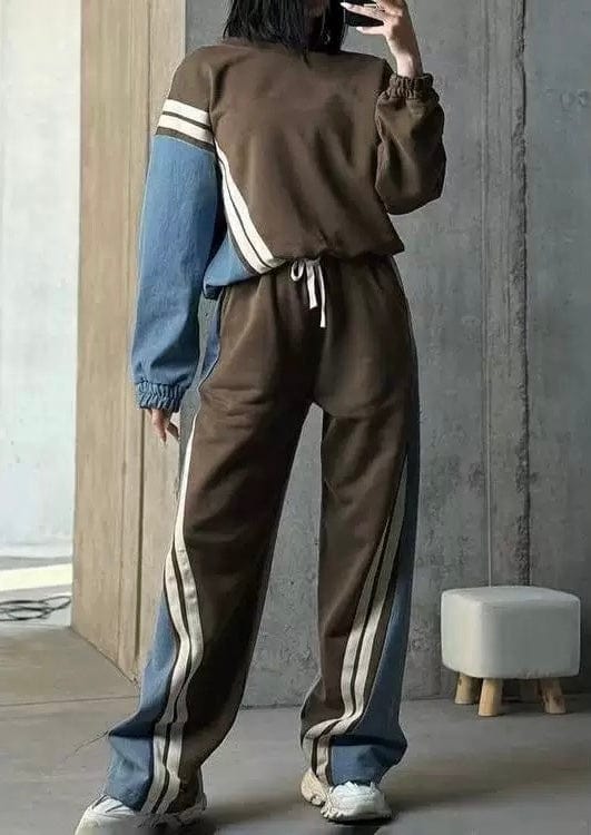 Ensemble 2 pièces– sweat rayé et pantalon assorti – MAX FOR ME Gris noir / S MAX for ME