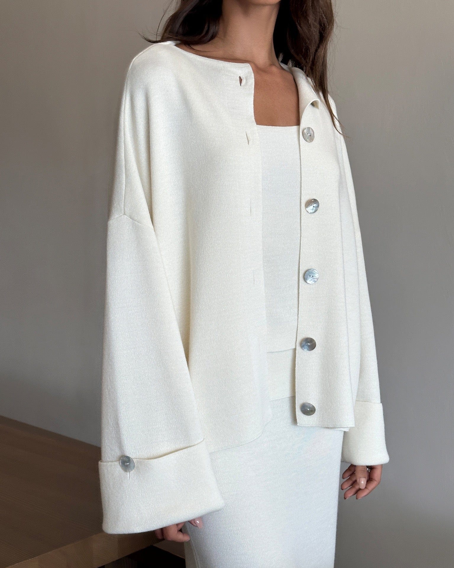 Ensemble 3 pièces cardigan débardeur jupe - Polyvalence élégante moderne - MAX FOR ME Blanc / S MAX for ME