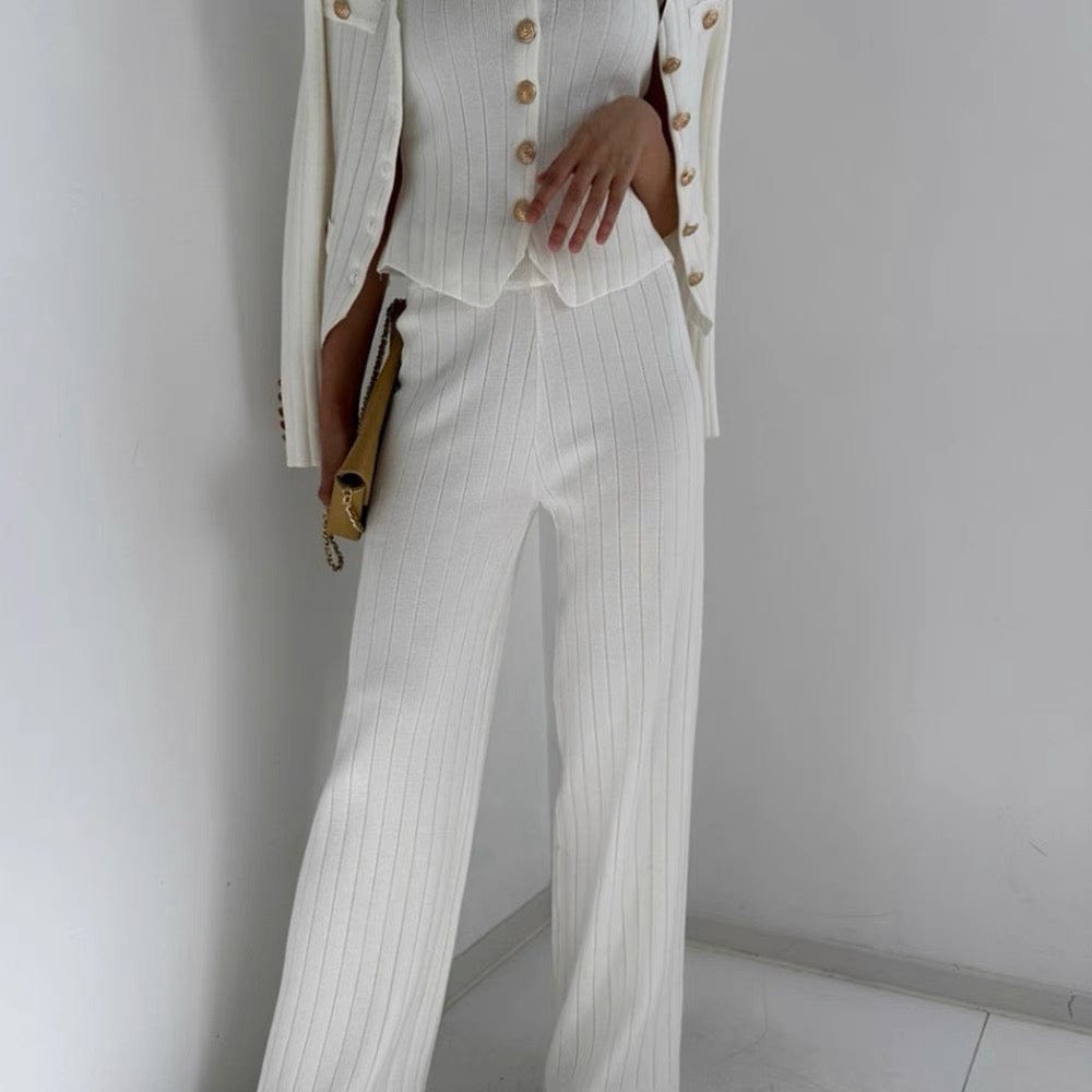 Ensemble 3 pièces en maille - cardigan gilet et pantalon large style moderne - MAX FOR ME MAX for ME