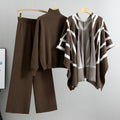 
Ensemble 3 pièces gris poncho rayé bohème chic moderne MAX FOR ME