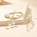 Ensemble bague bracelet géométrique femme perles entrelacées moderne Doré MAX for ME