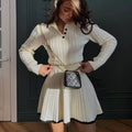 Ensemble cardigan jupe évasée - Élégance coordonnée moderne - MAX FOR ME Blanc creux / S MAX for ME