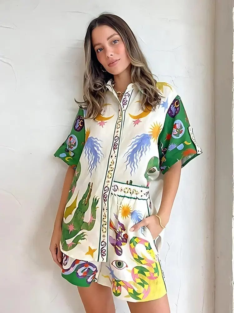 MAX for ME Multicolore / 36 Ensemble Chemise et Short Imprimé