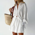 Ensemble chemise et short texturés - élégance et style estival - MAX FOR ME Blanc / S MAX FOR ME