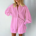 Ensemble chemise et short texturés - élégance et style estival - MAX FOR ME Rose / S MAX FOR ME