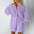Ensemble chemise et short texturés - élégance et style estival - MAX FOR ME Violet / S MAX FOR ME