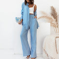 Ensemble chic et décontracté pour femme - Chemise décontractée - Pantalon large - Style sans effort Bleu clair / S MAX FOR ME