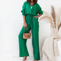 Ensemble chic et décontracté pour femme - Chemise décontractée - Pantalon large - Style sans effort Vert / S MAX FOR ME