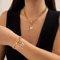 Ensemble collier bracelet clé cadenas femme argenté strass MAX FOR ME
