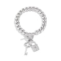Ensemble collier bracelet clé cadenas femme argenté strass MAX