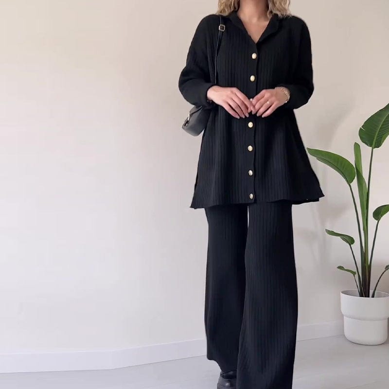 Ensemble deux pièces chic col à revers pour un style moderne et élégant Noir / XS MAX FOR ME