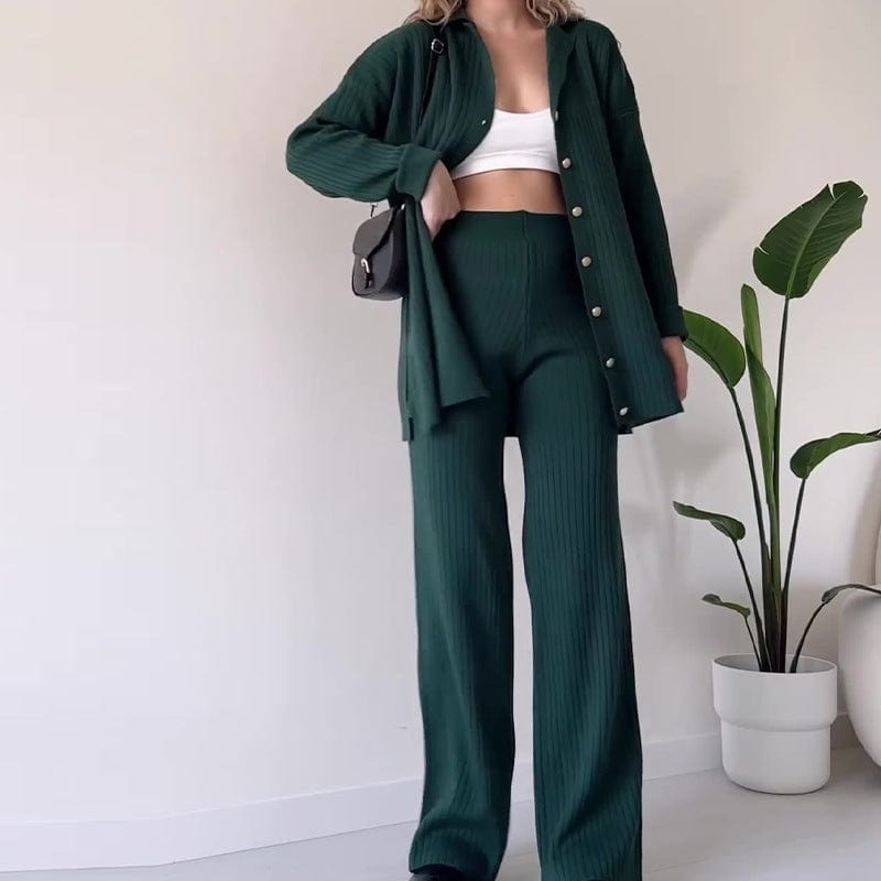 Ensemble deux pièces chic col à revers pour un style moderne et élégant Vert / XS MAX FOR ME
