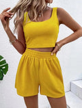 MAX for ME jaune / 34 Ensemble Deux Pièces Décontracté et Décontracté pour Femme, Short en Fibre artificiel astique, Vêtements de Maison, Nouvelle Collection d'Été