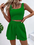 MAX for ME Vert / 34 Ensemble Deux Pièces Décontracté et Décontracté pour Femme, Short en Fibre artificiel astique, Vêtements de Maison, Nouvelle Collection d'Été