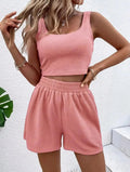 MAX for ME Rose / 34 Ensemble Deux Pièces Décontracté et Décontracté pour Femme, Short en Fibre artificiel astique, Vêtements de Maison, Nouvelle Collection d'Été