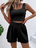 MAX for ME Noir / 34 Ensemble Deux Pièces Décontracté et Décontracté pour Femme, Short en Fibre artificiel astique, Vêtements de Maison, Nouvelle Collection d'Été