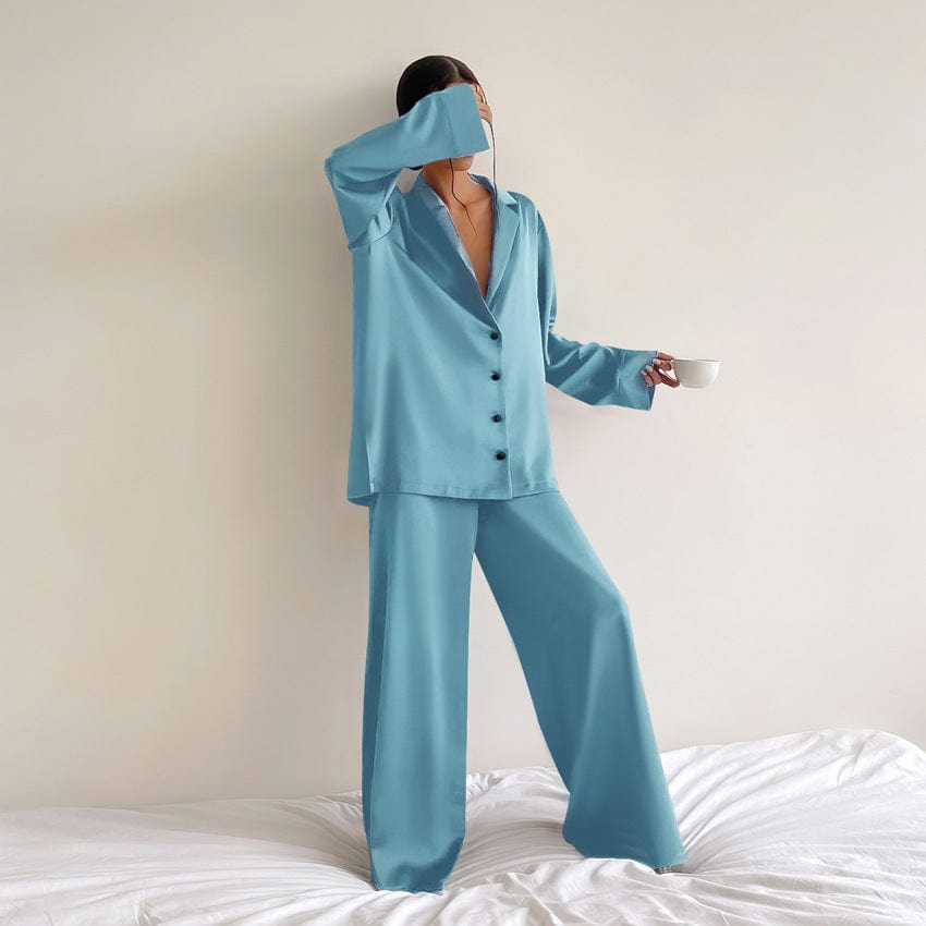 Ensemble deux pièces femme blazer et jupe en tweed lilas - Style élégant moderne Cyan clair / S MAX FOR ME