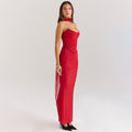 Ensemble Deux Pièces Femme – Haut Bustier et Jupe Maxi Satinée MAX FOR ME