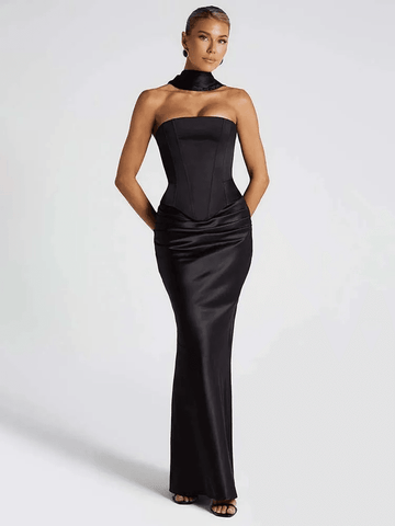 Ensemble Deux Pièces Femme – Haut Court et Jupe Maxi Slim Noir / XL MAX FOR ME
