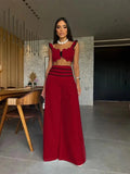 MAX for ME ensemble Ensemble Crop Top et Pantalon Palazzo à Détails Contrastés