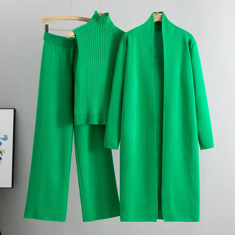 Ensemble femme 3 pièces - pull col roulé cardigan long et pantalon large total look sophistiqué - MAX FOR ME MAX for ME
