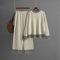 Ensemble femme en maille à motif pied-de-poule – Élégance douce et confort structuré Beige / S MAX for ME