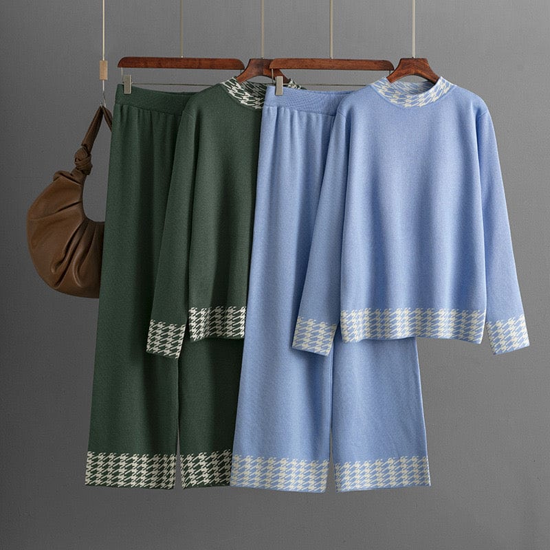 Ensemble femme en maille à motif pied-de-poule – Élégance douce et confort structuré MAX for ME