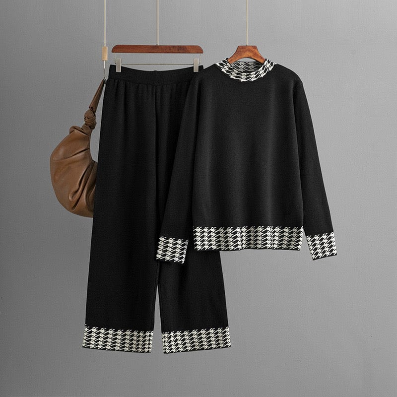 Ensemble femme en maille à motif pied-de-poule – Élégance douce et confort structuré MAX for ME