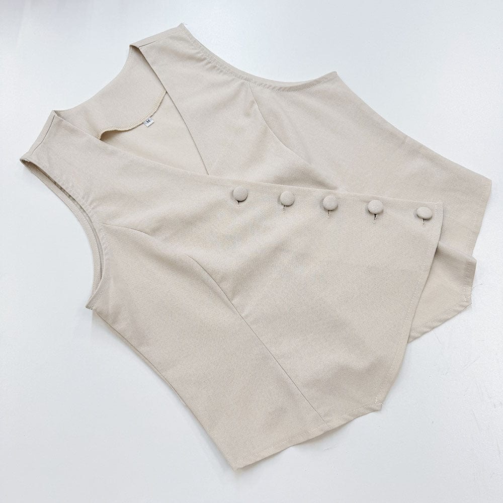 Ensemble femme lin - gilet boutonné et pantalon large style professionnel sophistiqué MAX FOR ME