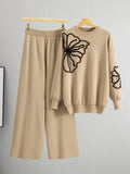 Ensemble femme papillon - pull maille et pantalon large confort optimal - MAX FOR ME Beige / S MAX for ME