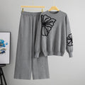 Ensemble femme papillon - pull maille et pantalon large confort optimal - MAX FOR ME Gris foncé / S MAX for ME